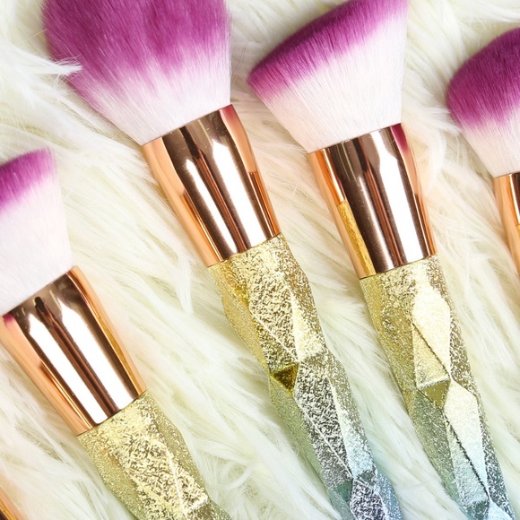  Ombre Glitter Makeup Brushes Set Goat/Horse Hair - Picture 3 of 8
